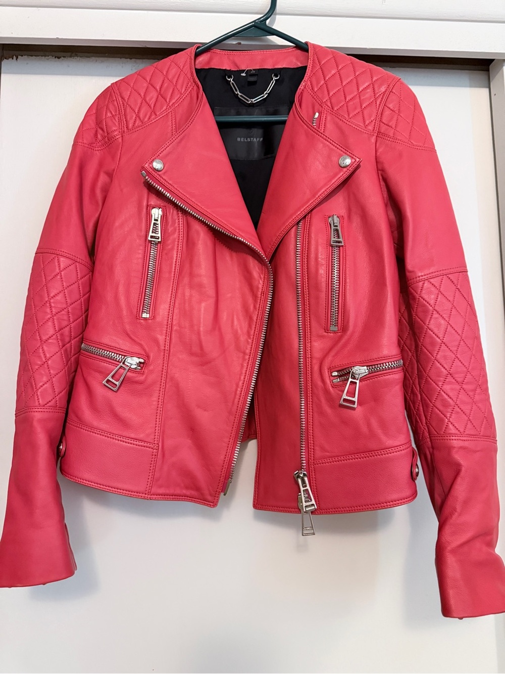 Belstaff red leather moto jacket
